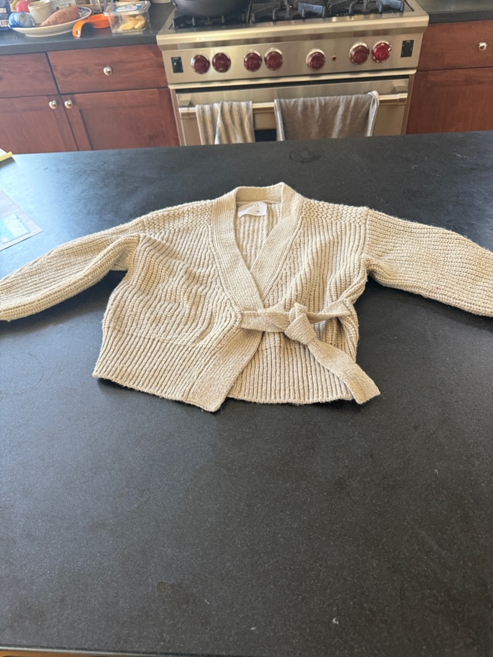 Zara Girls Wrap Front Ribbed Knit Cardigan Sweater - Cream size 6-7